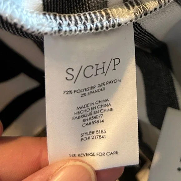 Women's cabi Grandstand Ponte Knit Black White Stripe Faux Wrap Pencil Skirt - Picture 15 of 16